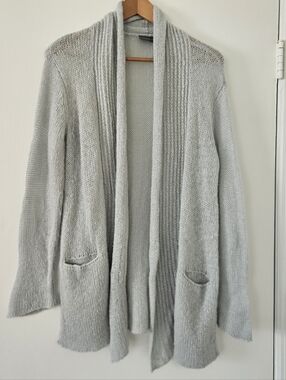 Wooden Ships Womens Cardigan Sweater M/L Knit Open Neutral Mohair Relaxed